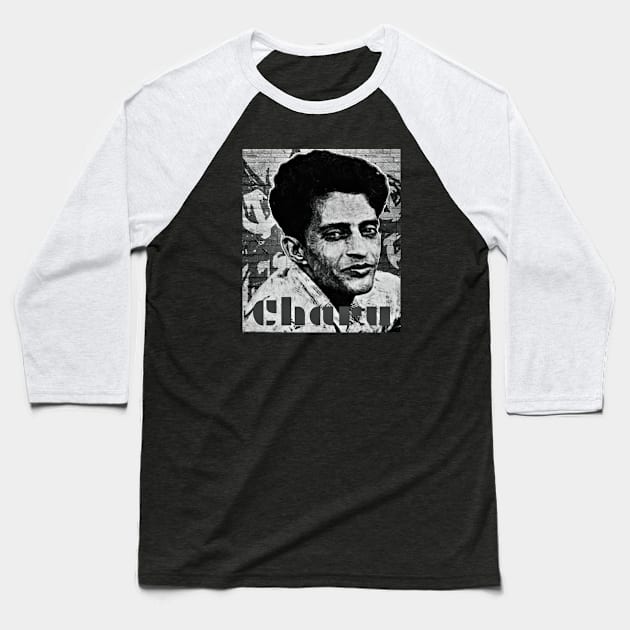 Charu Majumdar Naxalite Revolutionary Leader Black & White Baseball T-Shirt by Tony Cisse Art Originals